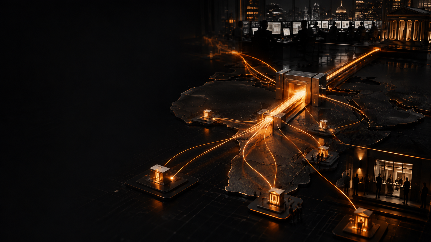 An illuminated network connecting financial markets across Africa